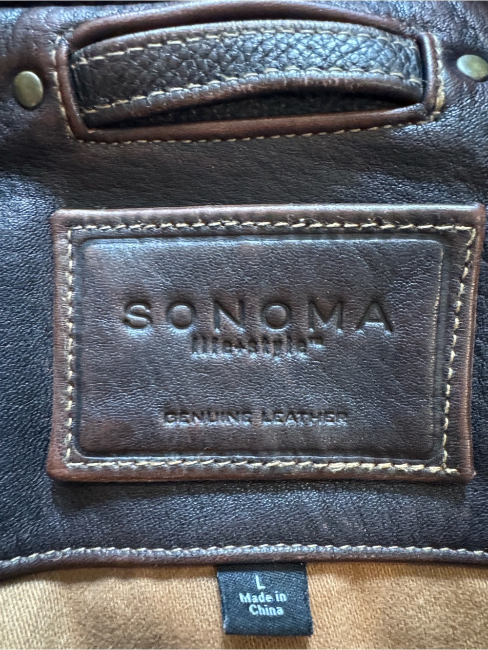 Vintage Sonoma Chocolate Brown Leather Bomber Jacket - Large - Picture 16 of 16